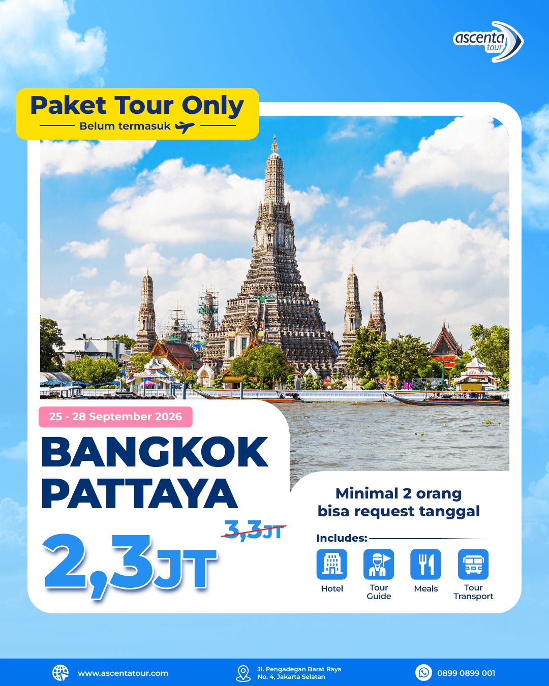 Paket Tour Only Bangkok Pattaya 4D3N