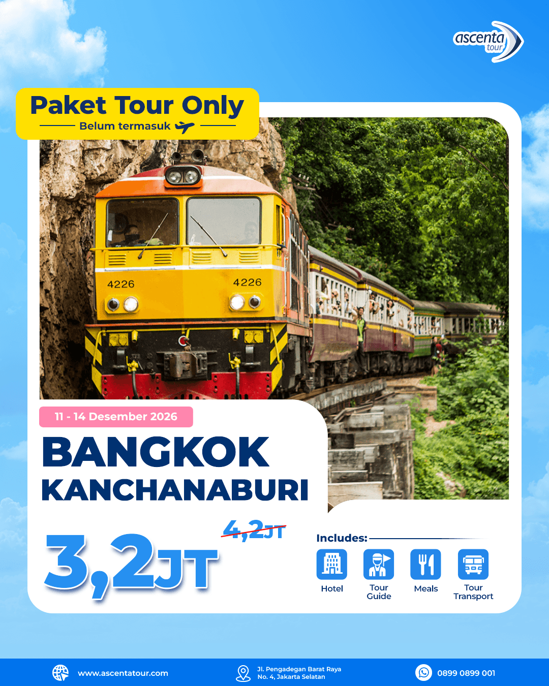 Paket Tour Only Bangkok Kanchanaburi 4D3N