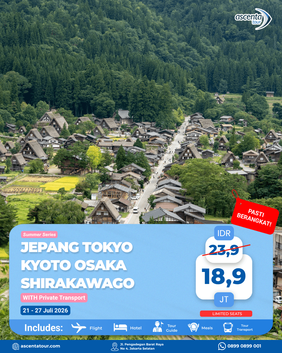 Tour Jepang Tokyo Osaka Kyoto Shirakawago 7D5N