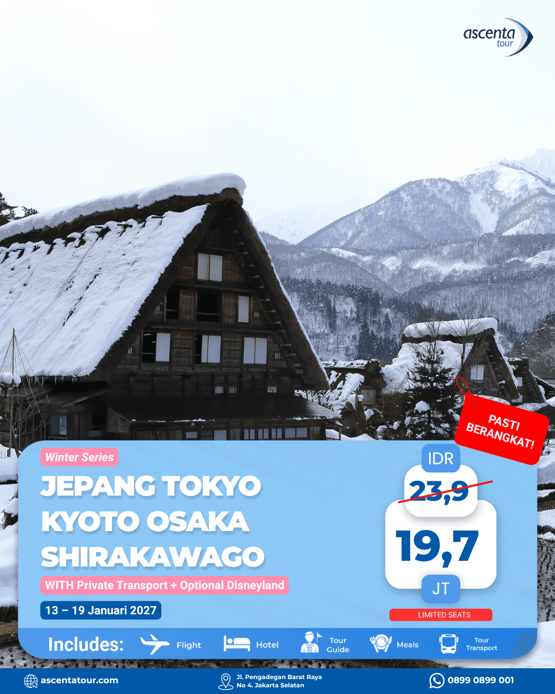 Tour Jepang Tokyo Osaka Kyoto Shirakawago 7D5N