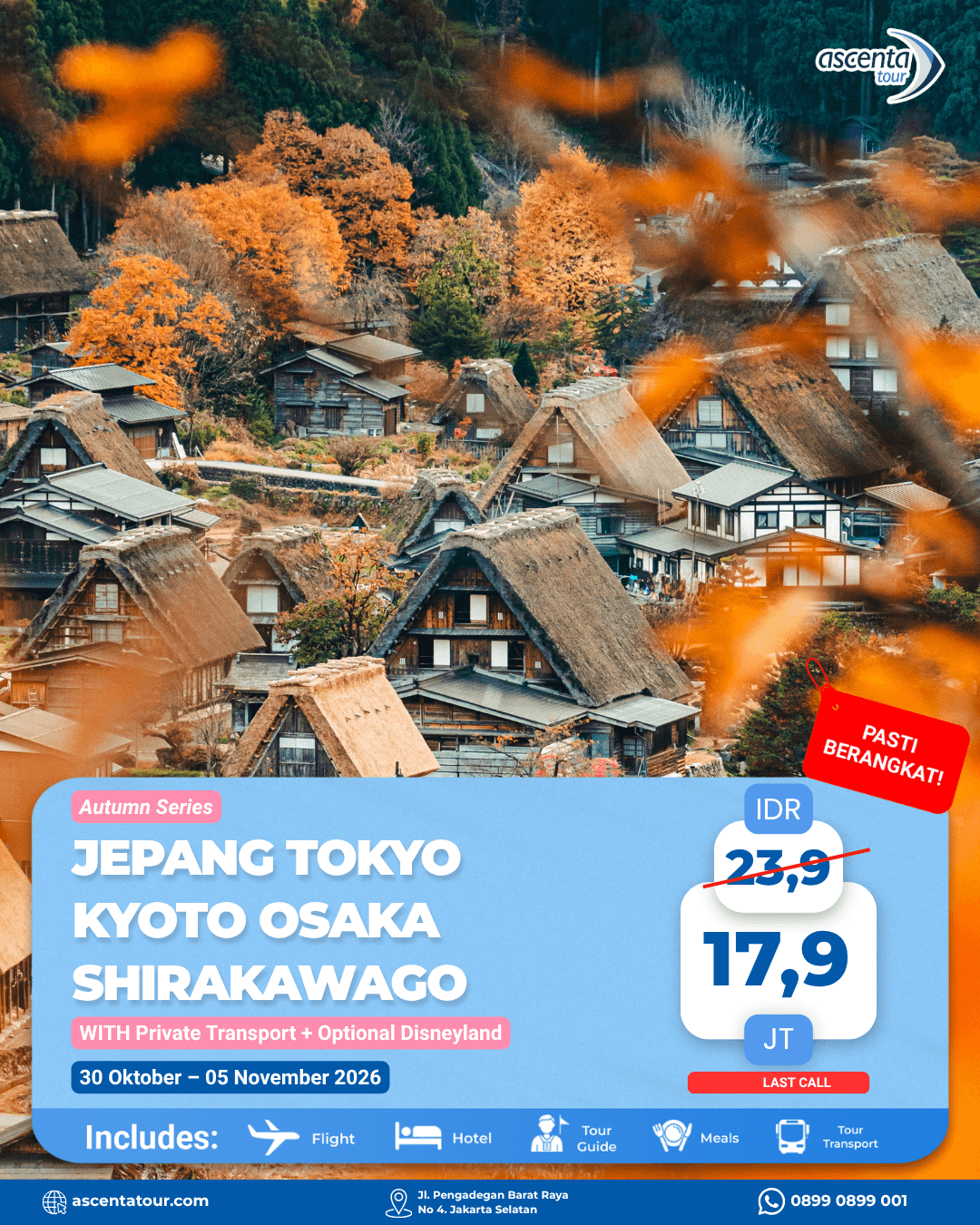 Tour Jepang Tokyo Osaka Kyoto Shirakawago 7D5N
